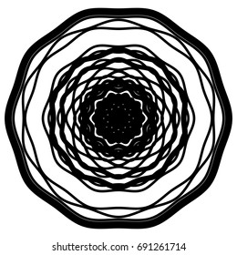 Circular geometric element. Concentric radial limes abstract motif