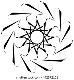 Circular geometric element. Rotating shapes, forms abstract vector illustration.