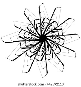 Circular geometric element. Rotating shapes, forms abstract vector illustration.