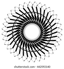 Circular geometric element. Rotating shapes, forms abstract vector illustration.