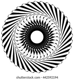 Circular geometric element. Rotating shapes, forms abstract vector illustration.