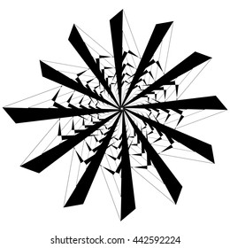 Circular geometric element. Rotating shapes, forms abstract vector illustration.
