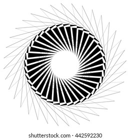 Circular geometric element. Rotating shapes, forms abstract vector illustration.