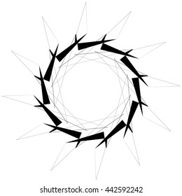 Circular geometric element. Rotating shapes, forms abstract vector illustration.