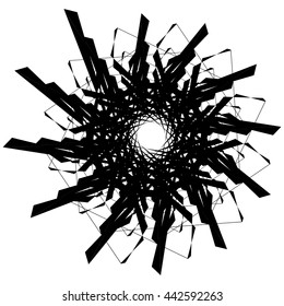 Circular geometric element. Rotating shapes, forms abstract vector illustration.