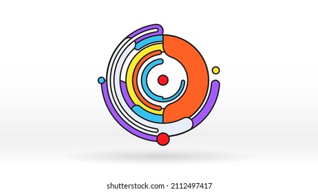Circular geometric elements digital colorful abstract background