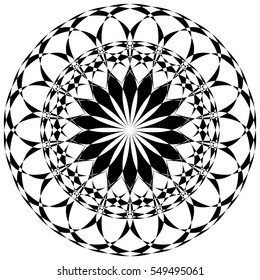 Circular geometric element(s),  rotating radiating shapes on white