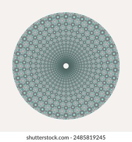 Circular geometric mandala. Vector Arabic ornament. Decorative design with optical illusion effect.