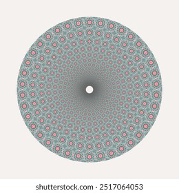 Circular geometric mandala. Vector Arabic ornament. Decorative design with optical illusion effect.