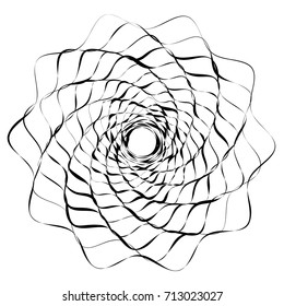 Circular geometric motif. Abstract grayscale op-art element