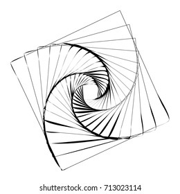 Circular geometric motif. Abstract grayscale op-art element