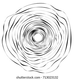 Circular geometric motif. Abstract grayscale op-art element