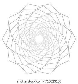 Circular geometric motif. Abstract grayscale op-art element