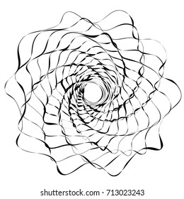 Circular geometric motif. Abstract grayscale op-art element