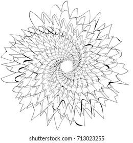 Circular geometric motif. Abstract grayscale op-art element