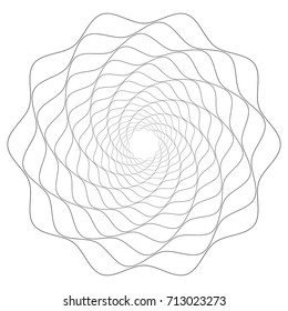 Circular geometric motif. Abstract grayscale op-art element