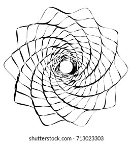 Circular geometric motif. Abstract grayscale op-art element