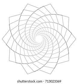 Circular geometric motif. Abstract grayscale op-art element