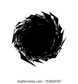 Circular geometric motif. Abstract grayscale op-art element