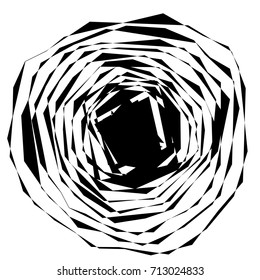 Circular geometric motif. Abstract grayscale op-art element