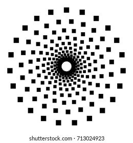 Circular geometric motif. Abstract grayscale op-art element