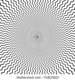 Circular geometric motif. Abstract grayscale op-art element