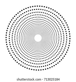 Circular geometric motif. Abstract grayscale op-art element