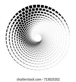 Circular geometric motif. Abstract grayscale op-art element