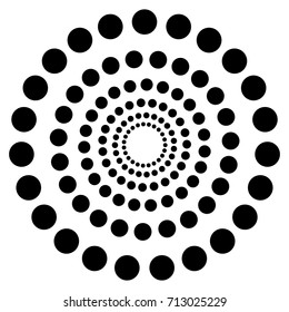 Circular geometric motif. Abstract grayscale op-art element