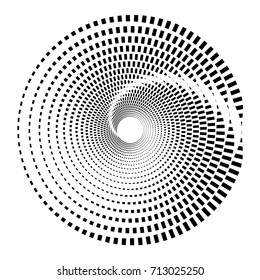 Circular geometric motif. Abstract grayscale op-art element