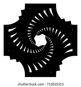 Circular geometric motif. Abstract grayscale op-art element
