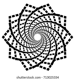 Circular geometric motif. Abstract grayscale op-art element