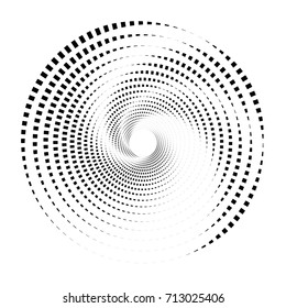 Circular geometric motif. Abstract grayscale op-art element