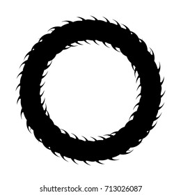 Circular geometric motif. Abstract grayscale op-art element