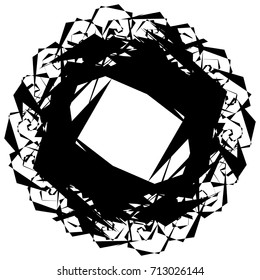 Circular geometric motif. Abstract grayscale op-art element