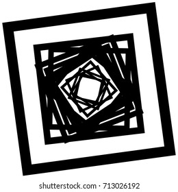 Circular geometric motif. Abstract grayscale op-art element