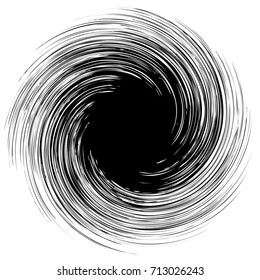 Circular geometric motif. Abstract grayscale op-art element