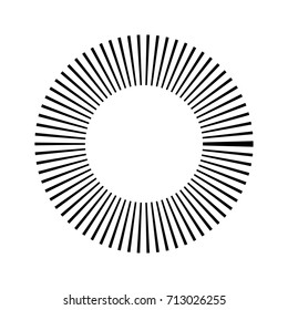 Circular geometric motif. Abstract grayscale op-art element