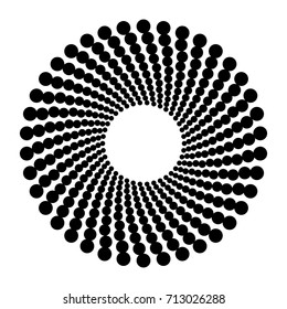 Circular geometric motif. Abstract grayscale op-art element