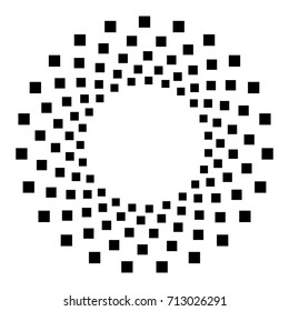 Circular geometric motif. Abstract grayscale op-art element
