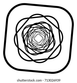 Circular geometric motif. Abstract grayscale op-art element