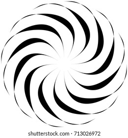 Circular geometric motif. Abstract grayscale op-art element