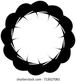 Circular geometric motif. Abstract grayscale op-art element