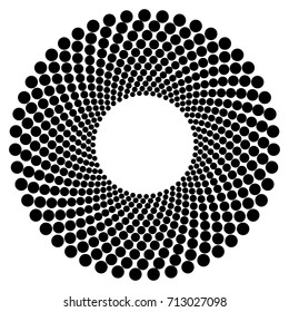 Circular geometric motif. Abstract grayscale op-art element