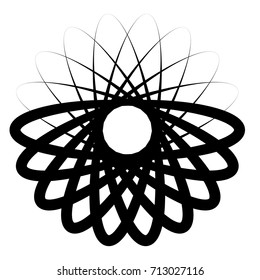 Circular geometric motif. Abstract grayscale op-art element