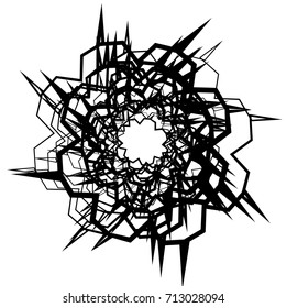 Circular geometric motif. Abstract grayscale op-art element