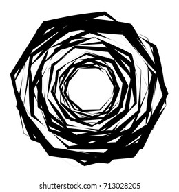 Circular geometric motif. Abstract grayscale op-art element