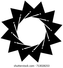 Circular geometric motif. Abstract grayscale op-art element