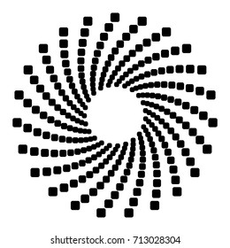 Circular geometric motif. Abstract grayscale op-art element