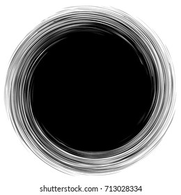 Circular geometric motif. Abstract grayscale op-art element